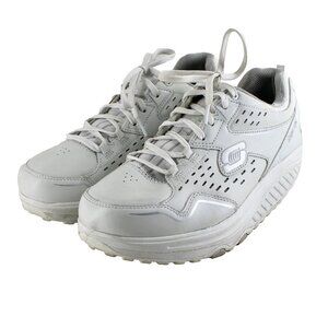Skechers Shape Ups Shoes Womens Size 9.5 White Leather Lace Up Toning Walking